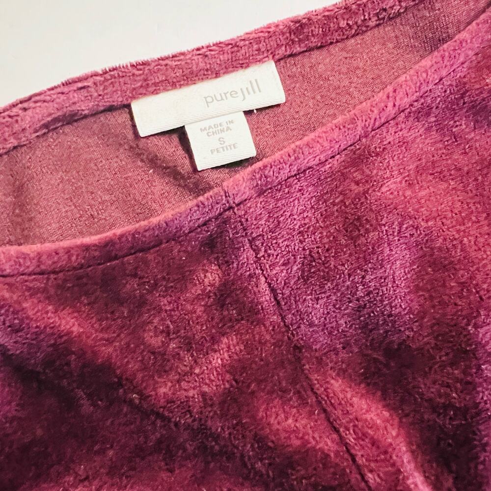 J. Jill Velour Crew Neck Long Sleeve Tunic Top Size S Small Petite Burgundy - Picture 3 of 9